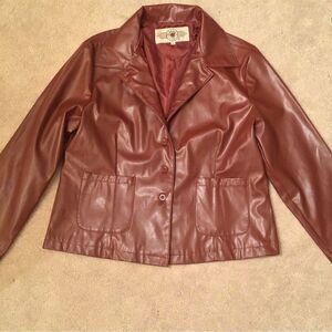 Vintage MALJUT Leather Style Brown Jacket